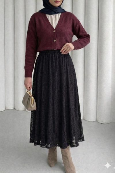 CNG MODA cu căptușeală Fustă lungă din dantelă piese