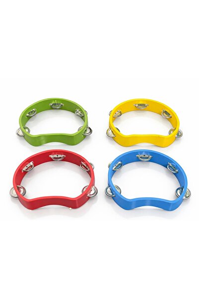 Defvia Wooden Colorful Tambourine 12 cm (4 Colors: Green, Yellow, Red, Blue) ...