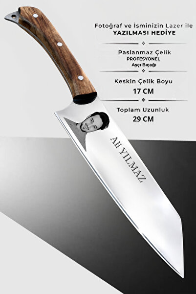 Üniformanya İsim ve Fotoğraf Hediyeli Şef Bıçağı Hediyelik İsimli Bıçak Kişiy...