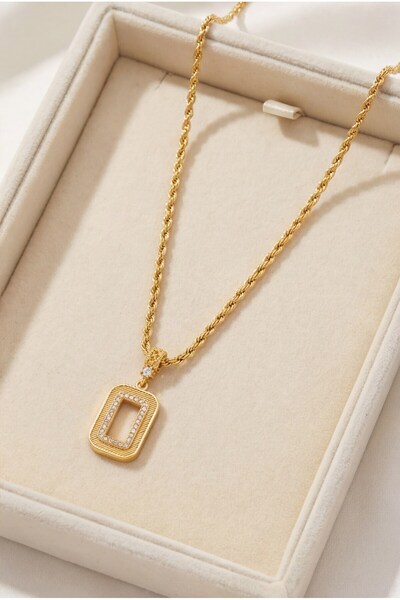 Trinidad Altın Kaplama İmitasyon Gram Çerçeve Kolye Ucu TRENDY