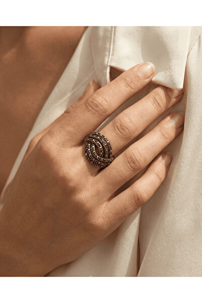 Dorvina مجوهرات برونزية أصلية من حجر الأنثراسيت الماركاسيت، خاتم نسائي عتيق ق...