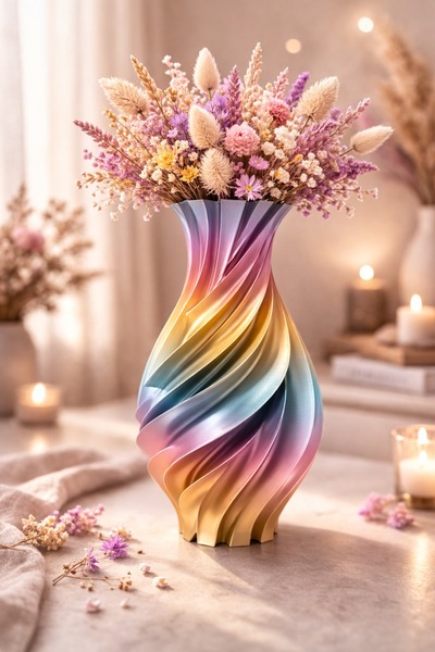 alazservices Multicolored 3D decorative vase