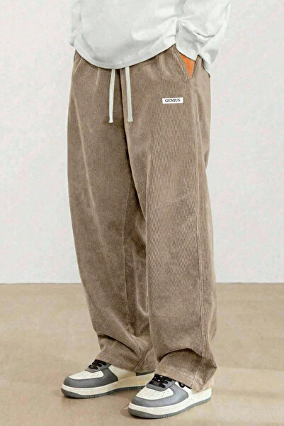 GENIUS STORE Ανδρικό παντελόνι GENIUS με φαρδιά μπατζάκια από κοτλέ ύφασμα, o...