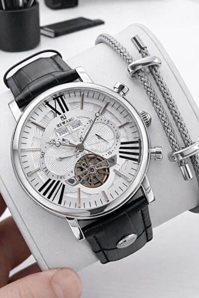 Reward Italian Bracelet Gifted D Leather Cord Automatic Mechanism 5 Atm Men W...