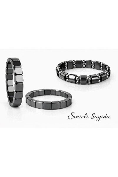 Morlisse Hematite Natural Stone Bracelet, Set of 3, Energy Bracelet