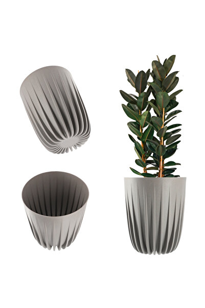 KADAX Ghiveci cu insert 19x22.5cm, capac rotund din plastic, gri