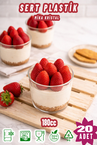 Ezupack 20'Lİ Yuvarlak Mika Kase Plastik Şeffaf Kapaksız Sunum Kabı 180 Cc Ad...