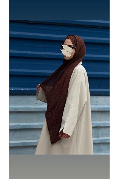 Qalortex Scarf موسلين سادة حواف أسطوانية شال-أكو براون/كاكاو