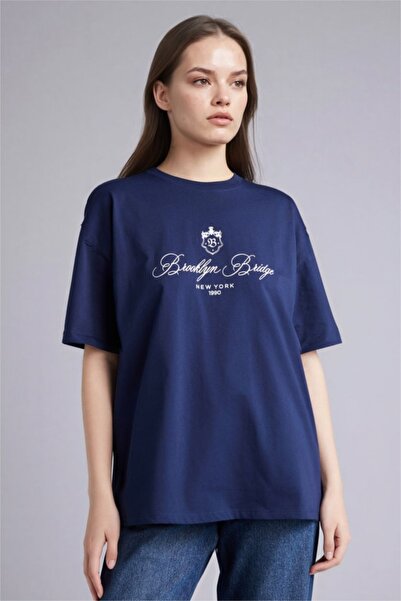 DeFacto Oversize Crew Neck Printed Short Sleeve T-Shirt H1406Ax26Sm