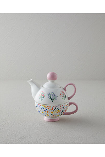 English Home Blossom Frame New Bone China Demlik Seti 400 – 290 ml Pembe - Beyaz