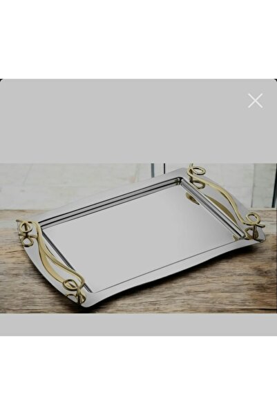 KÜBRAHOME'S Ti̇amo İnna Steel Tea Tray Gold 34cm Width; Length 52 cm