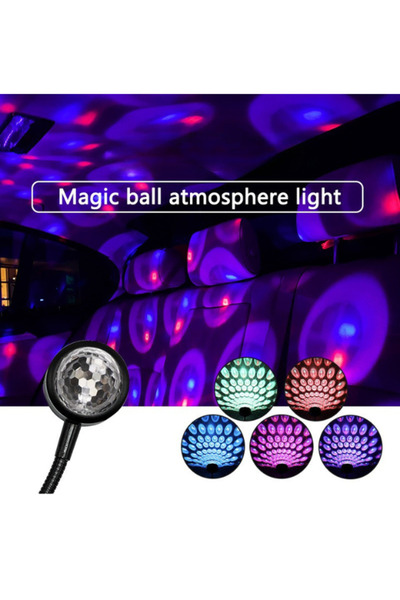 Tcherchi 360° Dönen USB Yıldız LED Araba Tavan Lambası – Mini Disko Topu Gece...