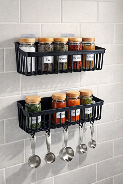 Binbirreyon Σετ Καλάθια Οργάνωσης Κουζίνας και Μπάνιου με Αυτοκόλλητα Κρεμαστ...