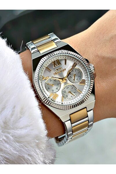 Slazenger Functional Steel Cord Silver-Gold Color Women Wrist Watch 2537Mr