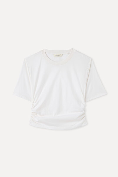 Mudo Fitted Ruched Crew Neck T-Shirt