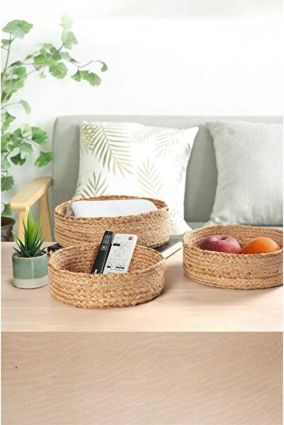 Bayev Wicker 3-Piece Round Basket Set - Round Decorative Multi-Purpose Organi...