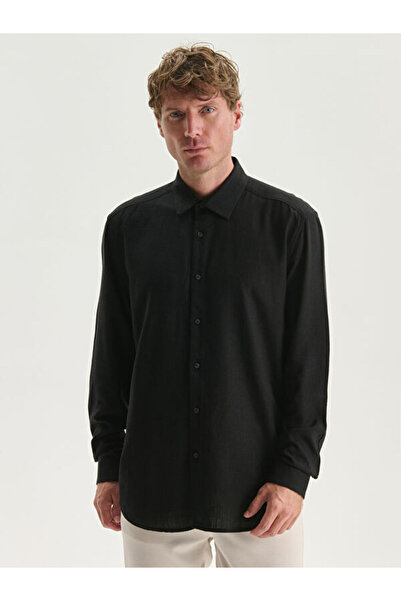 LC Waikiki Rmz Gi̇yi̇m Farkiyla Slim Fit Long Sleeve Ke Linen Men's Shirt wit...