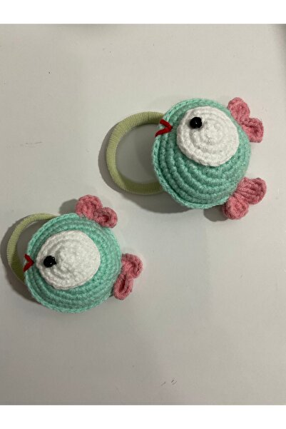 MADE BY PERİ Hand Knitted Fish Figured Children's Hair Tie / Set of 2