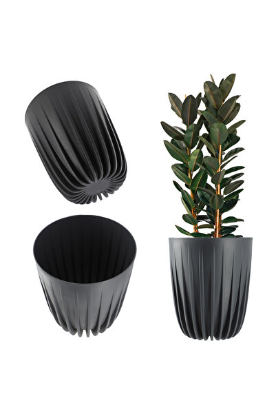 KADAX Ghiveci cu insert 14,5x17cm, capac rotund din plastic, antracit