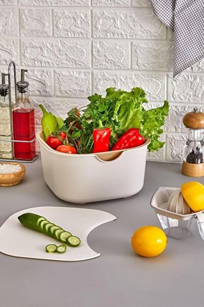 CİHO 4-Piece Multi-Purpose Kitchen Set Mixing Storage Container Strainer Cutt...