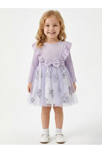 Liloa Kız Çocuk Bayramlık Çiçekli Tül Elbise 2-5 Yaş