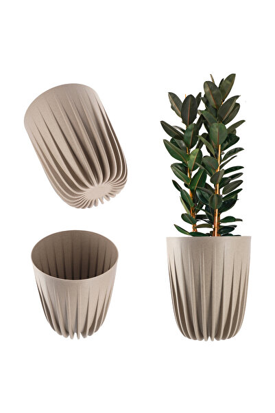 KADAX Flowerpot with Insert 30x36cm Round Plastic Cover Insert, Beige