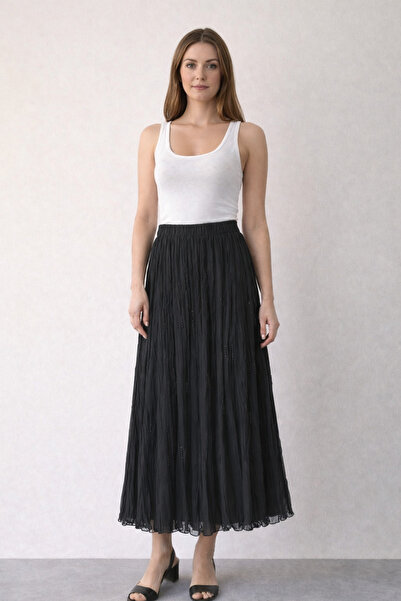 FUAT GÜRSEN Fusta din șifon A cu căptușeală cu detaliu de broderie cu mărgele