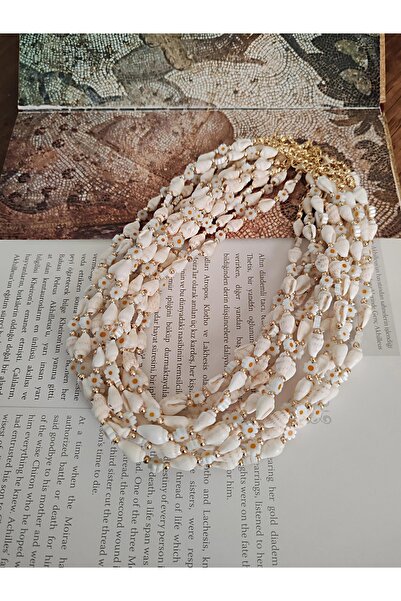 elbi bijuteri Sea Shell Daisy Themed Elegant Necklace