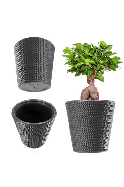 KADAX Ghiveci de flori din plastic, rotund, 40 cm, antracit