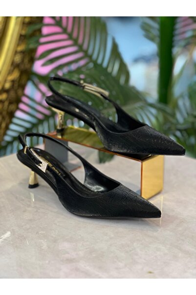 KRISTE BELL - YANI TOKALI DOKULU SİYAH TOPUKLU AYAKKABI