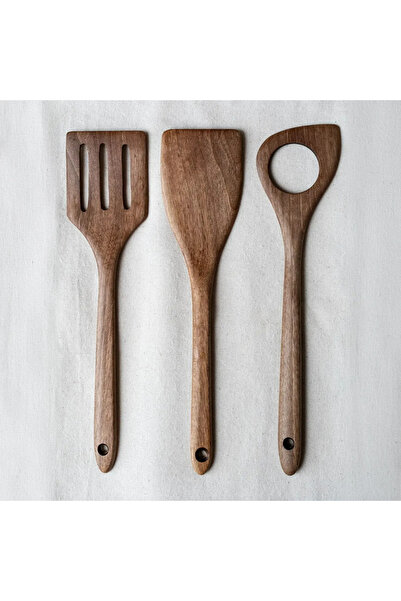 Hakiki Store مجموعة ملاعق خشب الجوز المصنوعة يدويًا من 3 قطع
