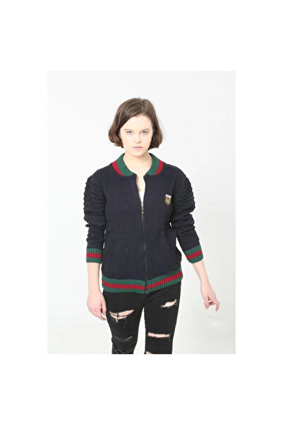 Narnuga Full Zip Knitwear Cardigan - Navy Blue -