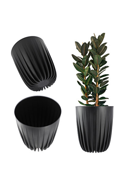 KADAX Ghiveci cu insert 30x36cm, capac rotund din plastic, negru