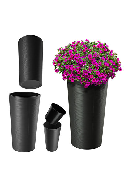 KADAX Ghiveci de flori 36 cm cu capac și inserție, grafit plastic