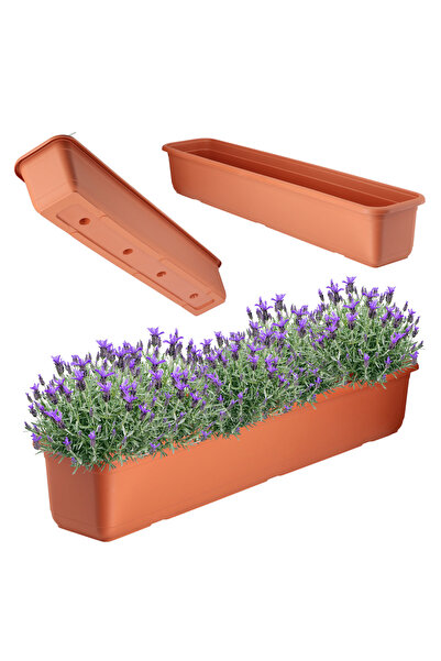 KADAX Ghiveci de balcon, 80 cm, ghiveci dreptunghiular din plastic, teracotă