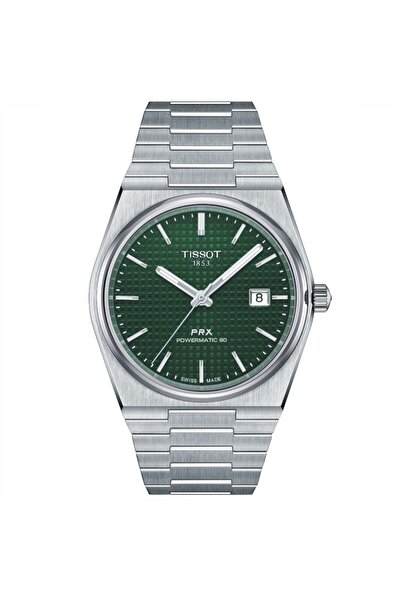 TISSOT PRX Powermatic 80 watch, silver stainless steel, green dial, 40mm case...