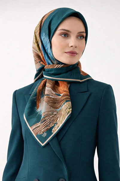 Levidor Tencel Scarf Brush Pattern Petrol Blue