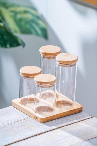 ACAR Malibu 4-Piece Bamboo Stand Spice Rack Lnd-07563