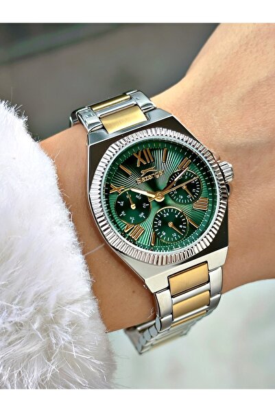 Slazenger Functional Steel Cord Gold-Green Color Women Wrist Watch 2537Mr