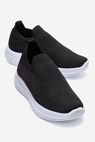 CCWAY AYAKKABI Obična pletena obuća za žene CRNO-BELA