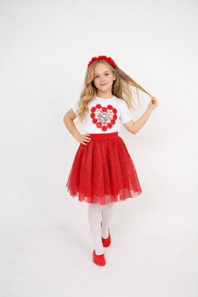 SEVİL GÖSTERİ & OKUL KIYAFETLERİ 23 April Show Outfit Girls' Skirt T-Shirt Se...