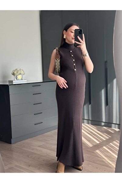 Tugen Co Zero Sleeves Terry Knitted Maxi Dress