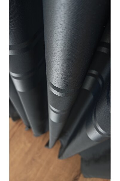 Yuka Blackout Drapery Curtain Light-Blocking Anthracite Single Panel Closely ...