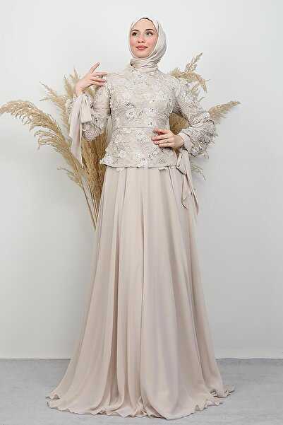 lizatesettür Zafira İşleme Abiye Takım Krem