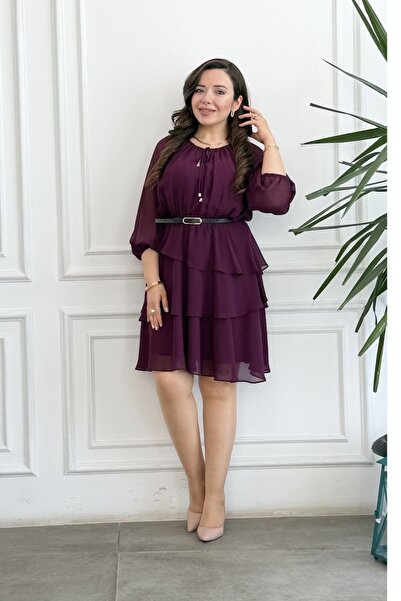 yb yağmur butik Raglan Sleeve Chiffon Dress