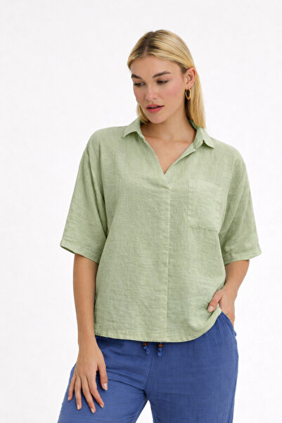 Heaven Ephesus Women's Blouse - Linen Batwing Sleeve Blouse - 1640