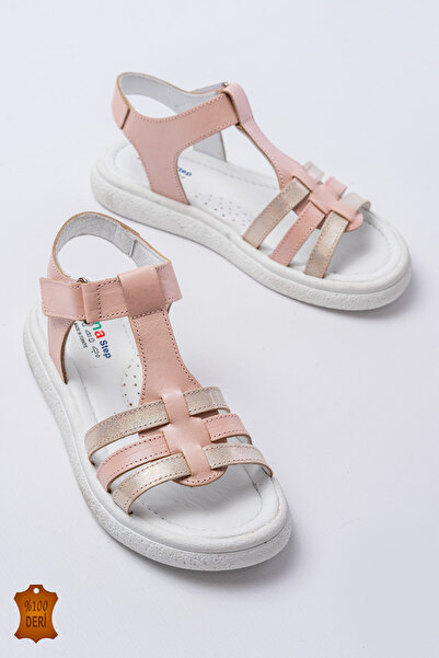 lina step Genuine Leather Orthopedic Sole Velcro Girls' Sandals