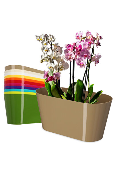 KADAX Flowerpot, Flower Pot, Plastic Cover, 27cm, Flower Stand, Balcony, Beige