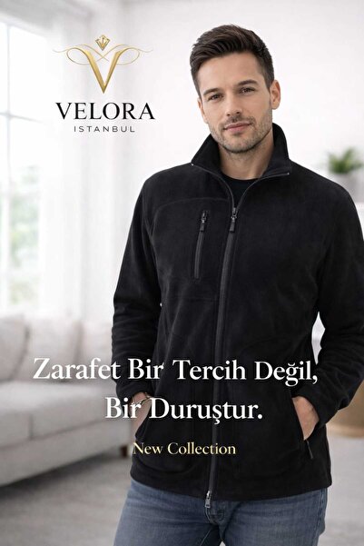 Maison du Tissu Men's Winter Three-Pocket Zipper Jacket Fleece Unisex