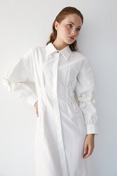 Melike Tatar Рокля от поплин с флорални детайли 32-2377-1